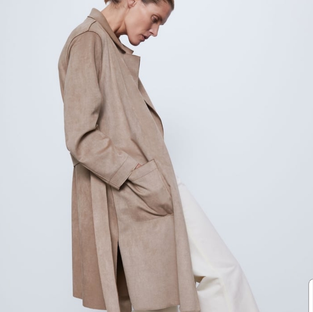 ZARA Faux Suede Jacket Sz M - Picture 4 of 8